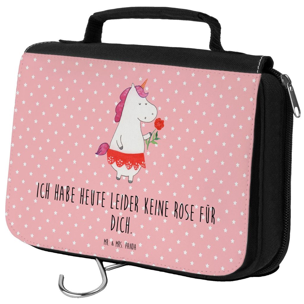 Mr. & Mrs. Panda Kosmetiktasche Einhorn Dame - Rot Pastell - Geschenk, Freundin, Unicorn, Bachelorette, Einhörner, kulturtäschchen, Kulturbeutel,...