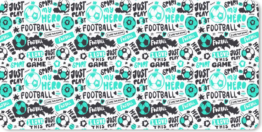 MuchoWow Schreibtischunterlage Muster - Fußball - Sport - Jungen - Kinder - Kinder 80x40 cm - XXL Mauspad - Gaming Mauspad