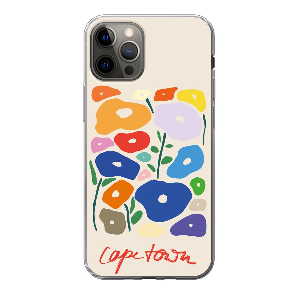 MuchoWow Handyhülle Schutzhülle Hülle für iPhone 12 Pro Blume - Abstrakt - Südafrika Silikon Softcase Handy Hülle - Abdeckung