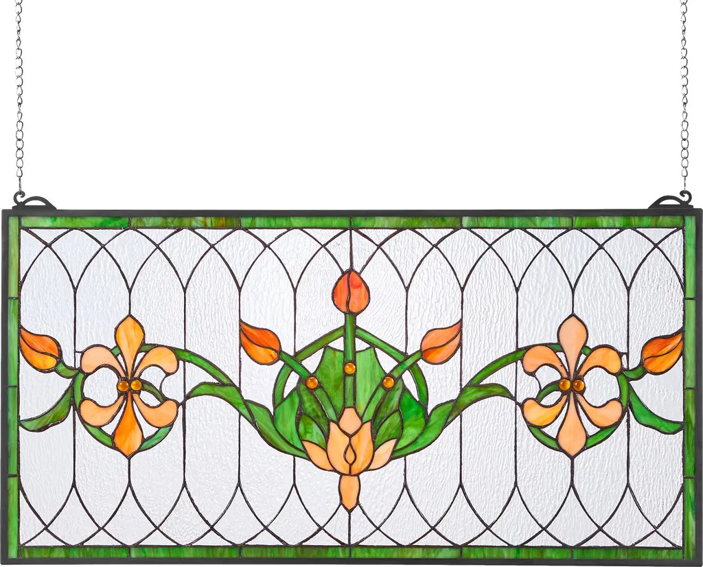 VEVOR Panneau de Vitrail Suspendu 810x433 mm Style Tiffany Artisanal