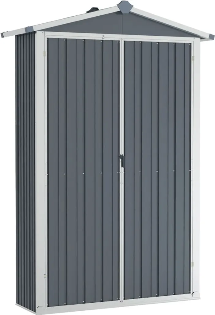 Armoire de jardin haute en métal gris 116 cm - Rangement extérieur