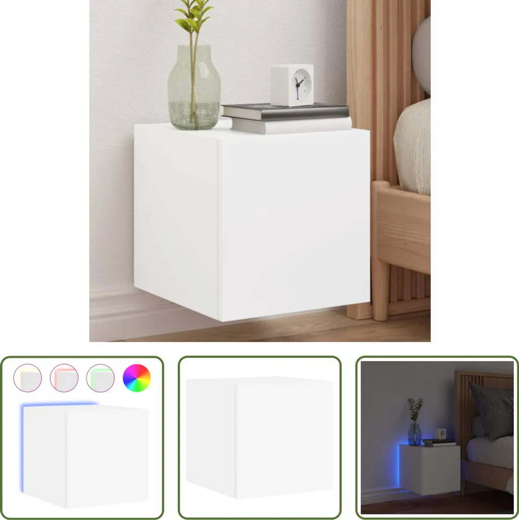 Porta TV a Muro Bianco LED 30,5x35x30 cm | Soluzione Salvaspazio TV