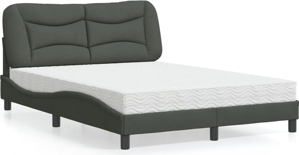 vidaXL Bett mit Matratze "Hvar" Dunkelgrau 140x190 cm Stoff
