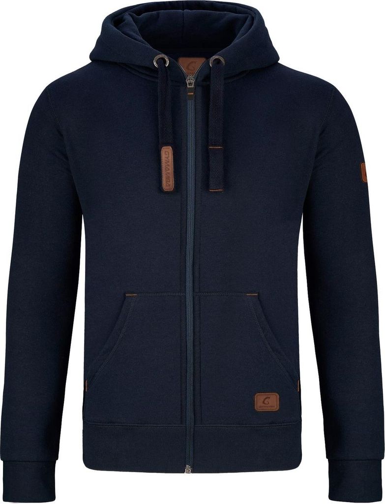 Warme GYMAMBA Sweatjacke Herren mit Lederpatches und Kapuze Produktbild 