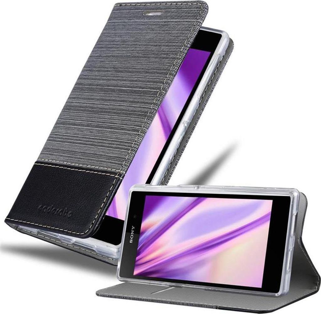 Cadorabo Hülle für Sony Xperia Z1 Schutzhülle in Grau Handy Hülle Etui Book Case Cover