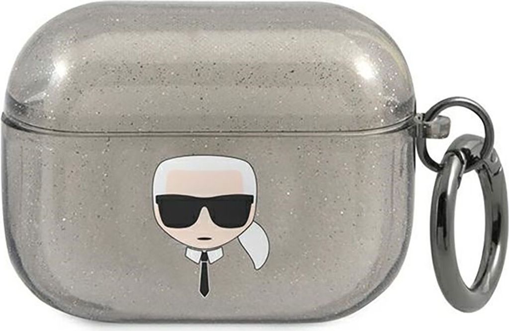 Karl Lagerfeld KLAPUKHGK AirPods Pro Hülle schwarz Glitter Karl`s Head