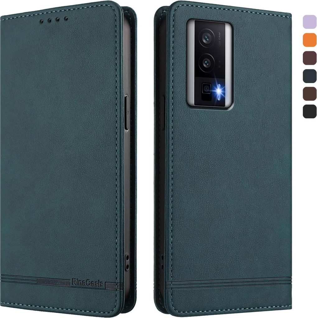 Hülle für Xiaomi Poco F5 Pro/Redmi K60/K60 Pro, Retro Kunstleder Ständer Klapphülle mit Kartenfächer und Magnetische Grün