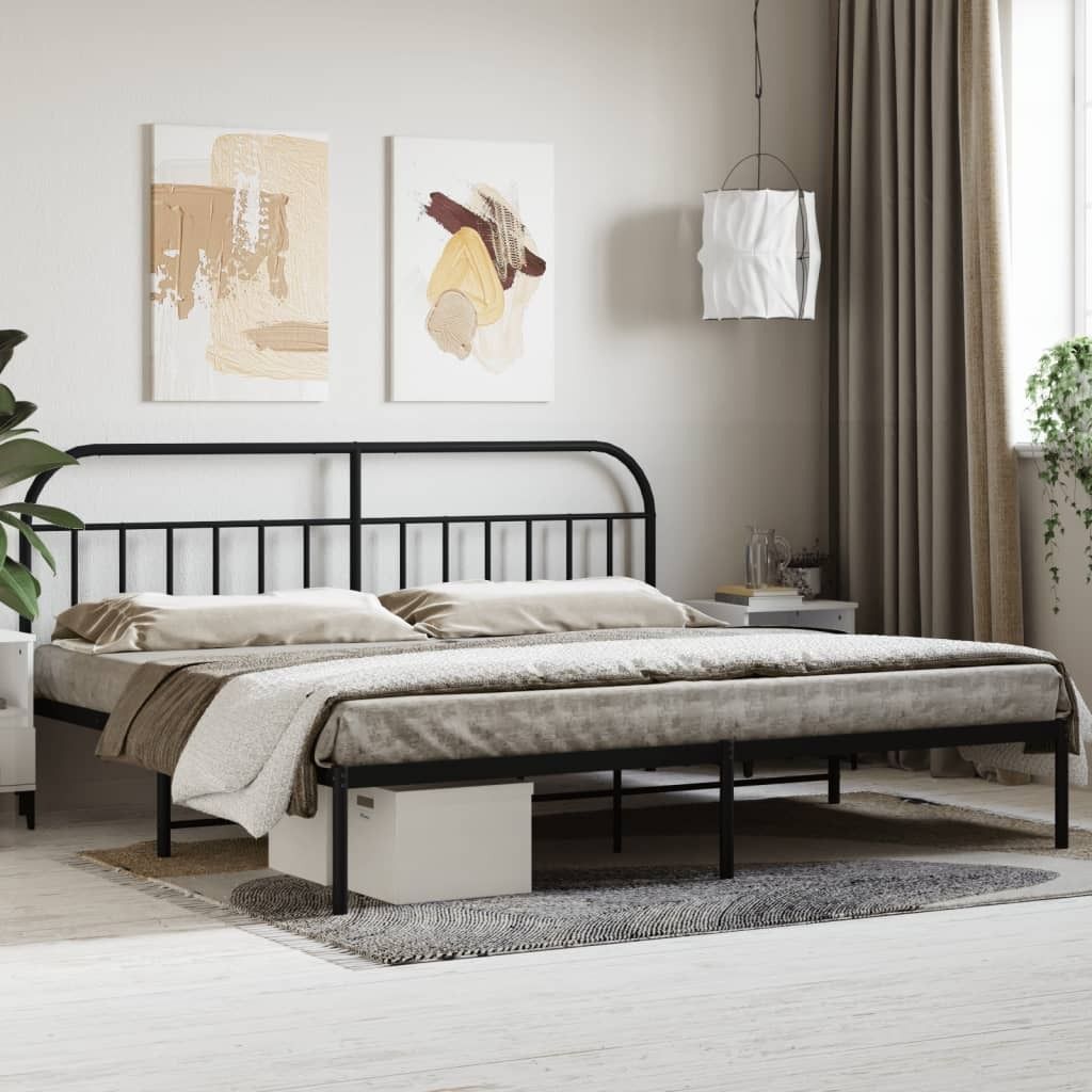 CLORIS Designermöbel Bettgestell mit Kopfteil Metall Schwarz 200x200 cm , Klassische Betten Design 2024