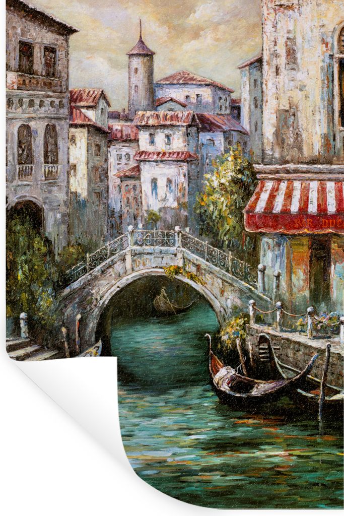 MuchoWow Wandtattoo Wandsticker Wandaufkleber Gemälde - Öl - Wasser - Graben - Italien 20x30 cm Selbstklebend und Repositionierbar - Sticker - ...
