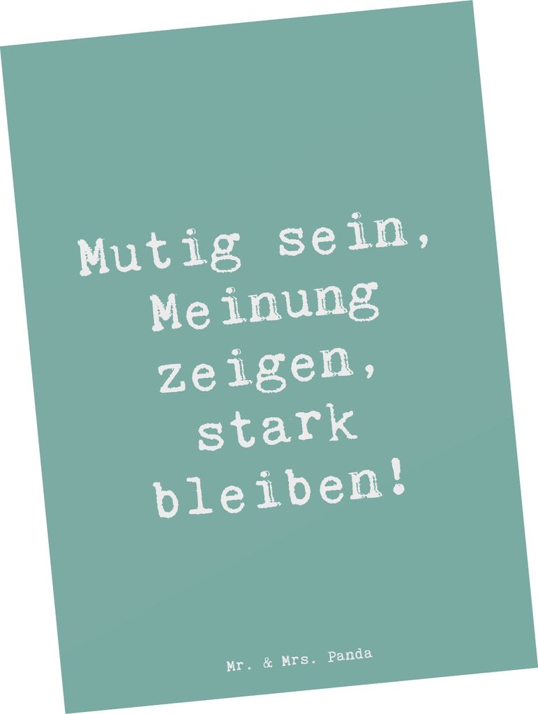 Mr. & Mrs. Panda Postkarte Spruch Mutig zu seinen Meinungen stehen - Meeresbrise - Geschenk, Motivation, Postkarten, Ansichtskarte, stark bleiben, ...