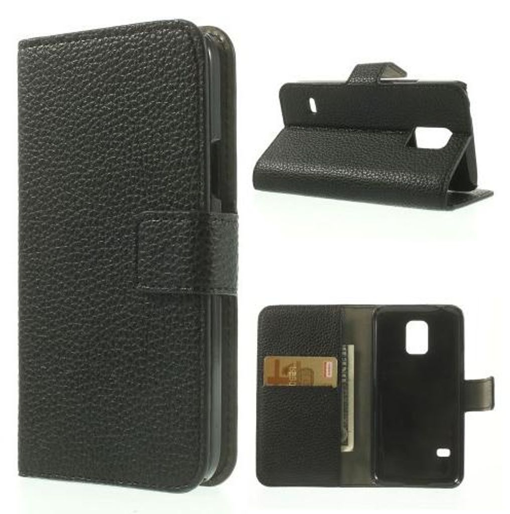 Handytasche Business Case Cover Samsung Galaxy S5 mini / SM-G800 - STAND BOOK Etui Flip schwarz