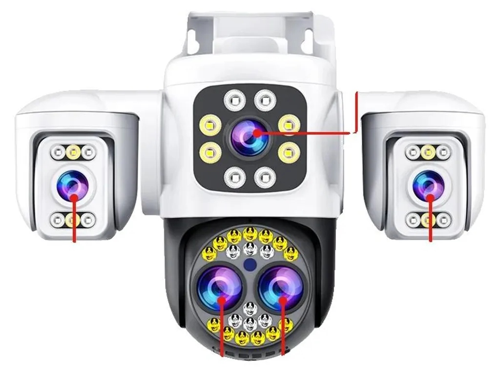 Caméra de surveillance 8K avec quatre objectifs et carte SD 128 Go