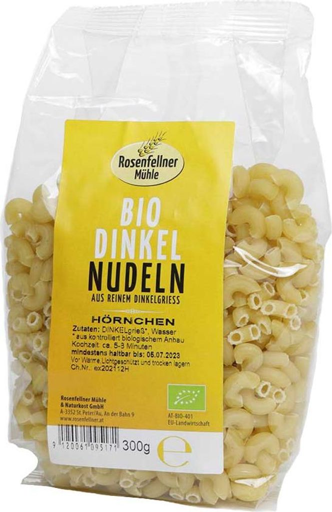 Dinkelteigwaren Hörnchen 300g - aus reinem  Dinkelgries - Produktbild 