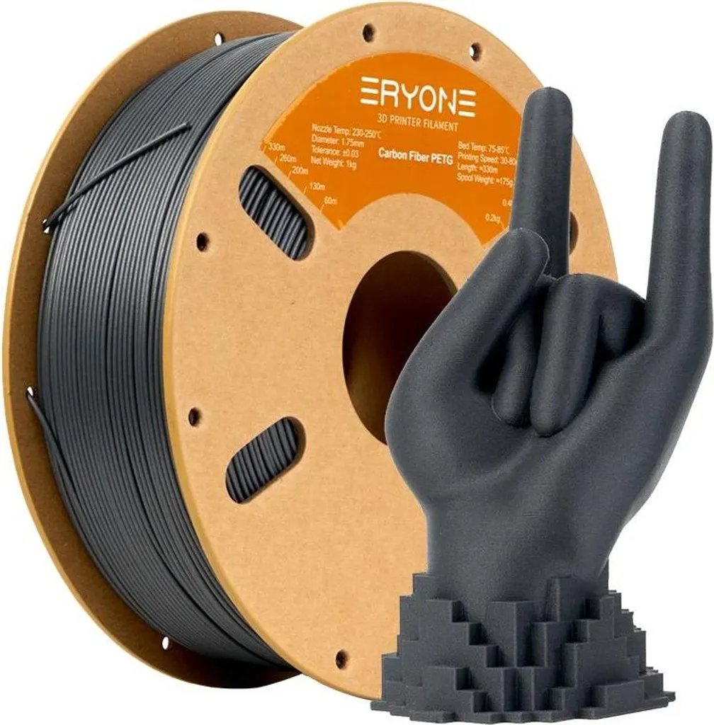 Filament 3D PETG Carbone pour pièces mécaniques, gris foncé bobine 5kg