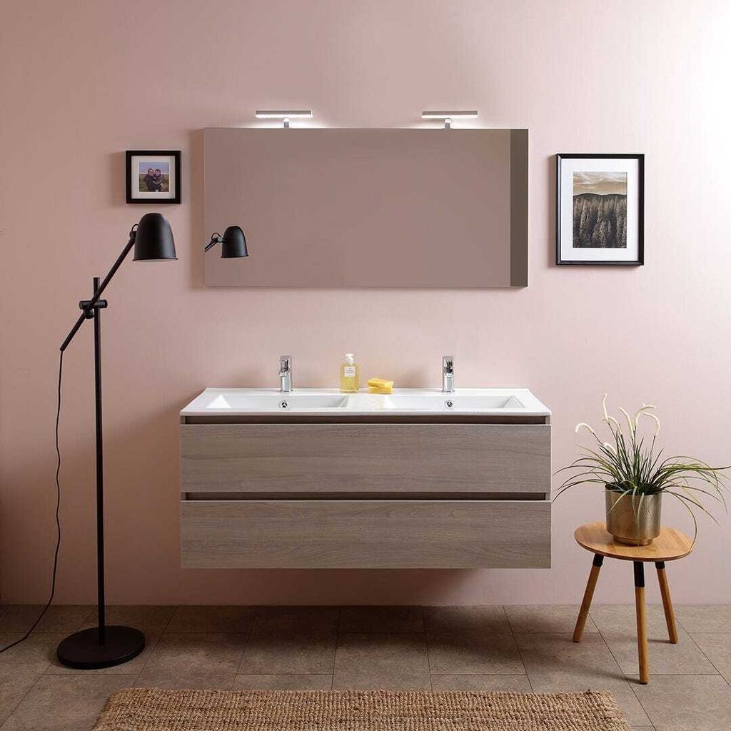 Mobile bagno 120 cm con due cassetti e doppio lavabo | Immagine del prodotto 