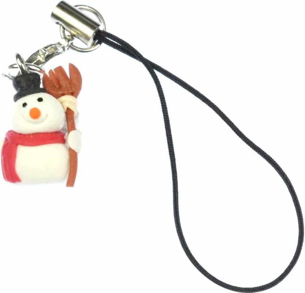 Schneemann mit Besen Handyanhänger Miniblings Weihnachten Produktbild 