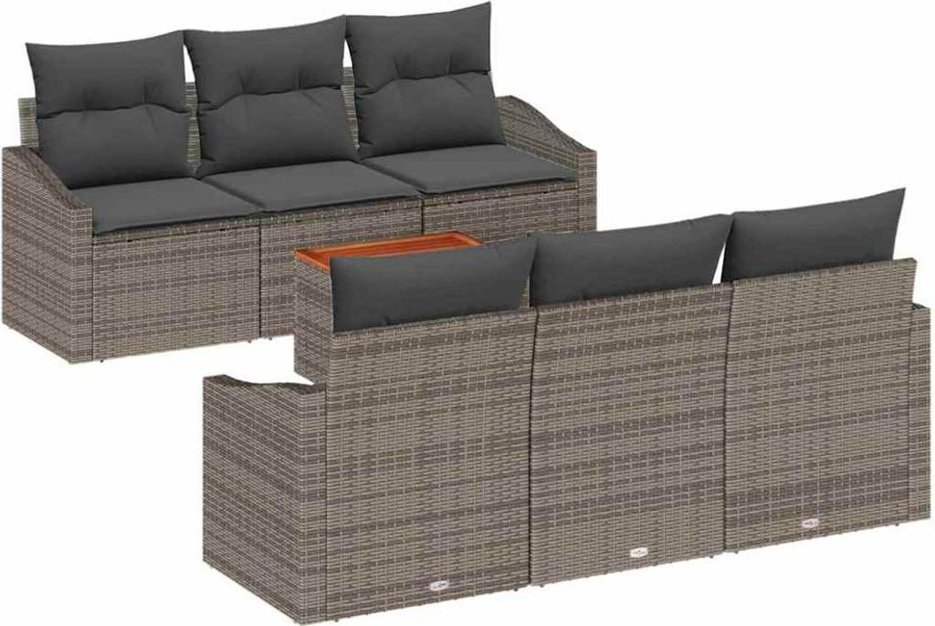 vidaXL Gartensofa-set mit Kissen 7 pcs Grau Poly-Rattan