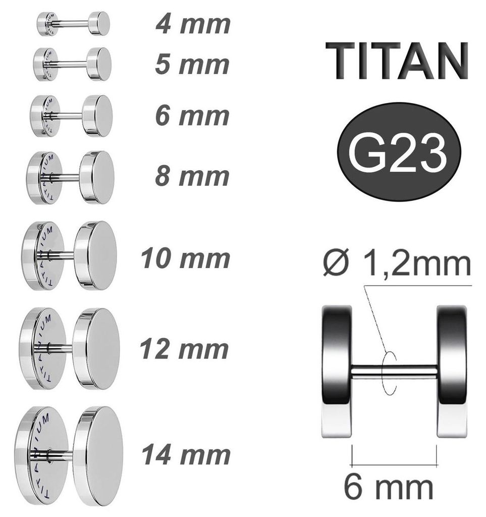 Titan Ohrstecker mit Schraubverschluss - 6 mm silber Produktbild 
