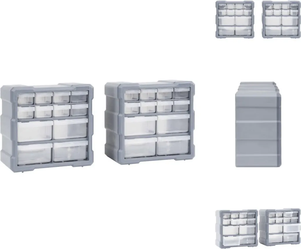 Organiseur atelier 12 tiroirs vidaXL 26,5x16x26 cm en plastique robuste