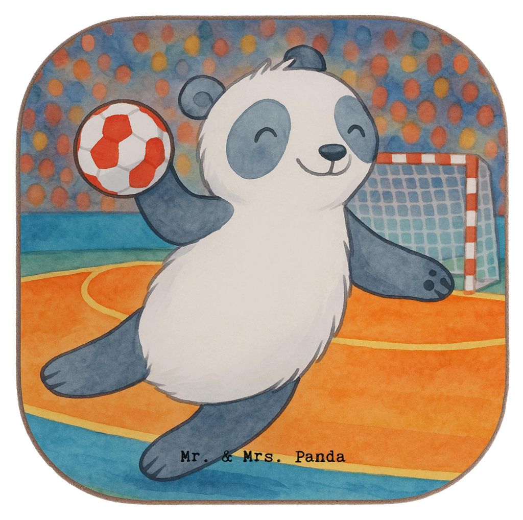 Mr. & Mrs. Panda Tassen Untersetzer Panda Handball spielen Design - Weiß - Geschenk, Club, Gläser, für, gläseruntersetzer, Holzuntersetzer, Tur...