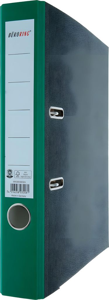 Büroring Ordner, DIN A4, Wolkenmarmor, 50 mm, schmal, geklebtes Rückenschild, grün