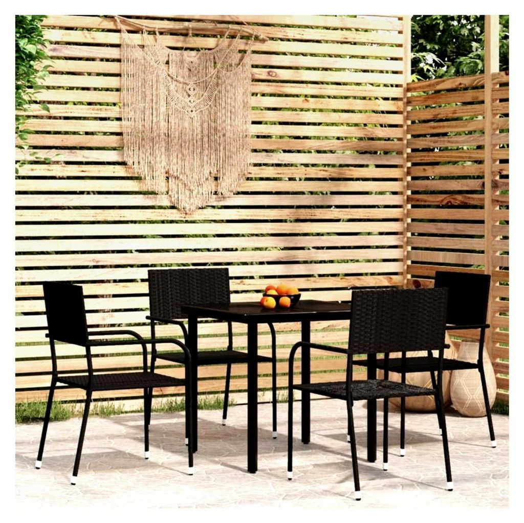 Gartenmöbel-Set, 5-teilig, Schwarz