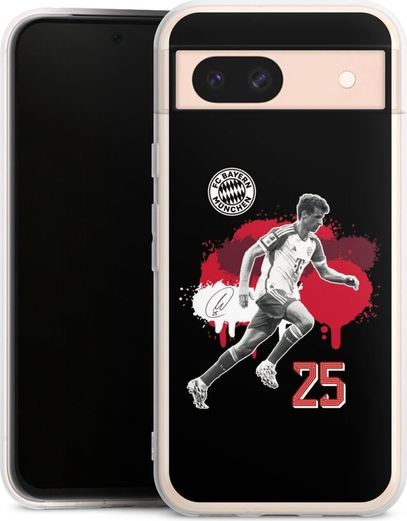 DeinDesign Handyhülle für Google Pixel 8a Silikon Hülle Case Smartphone Schutzhülle FC Bayern München Offizielles Lizenzprodukt Thomas Müller