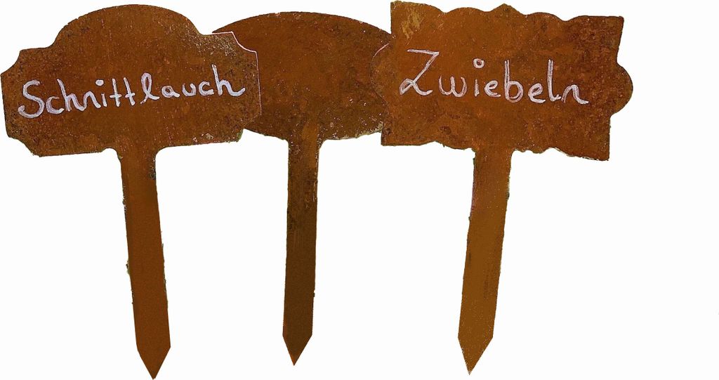 Edelrost Kräuterstecker, Kräuterschild, Metall, Gemüsestecker, Kräutergarten, Pflanzschild, Gartenstecker, Gewürzstecker, Gartendekoration, 3e...