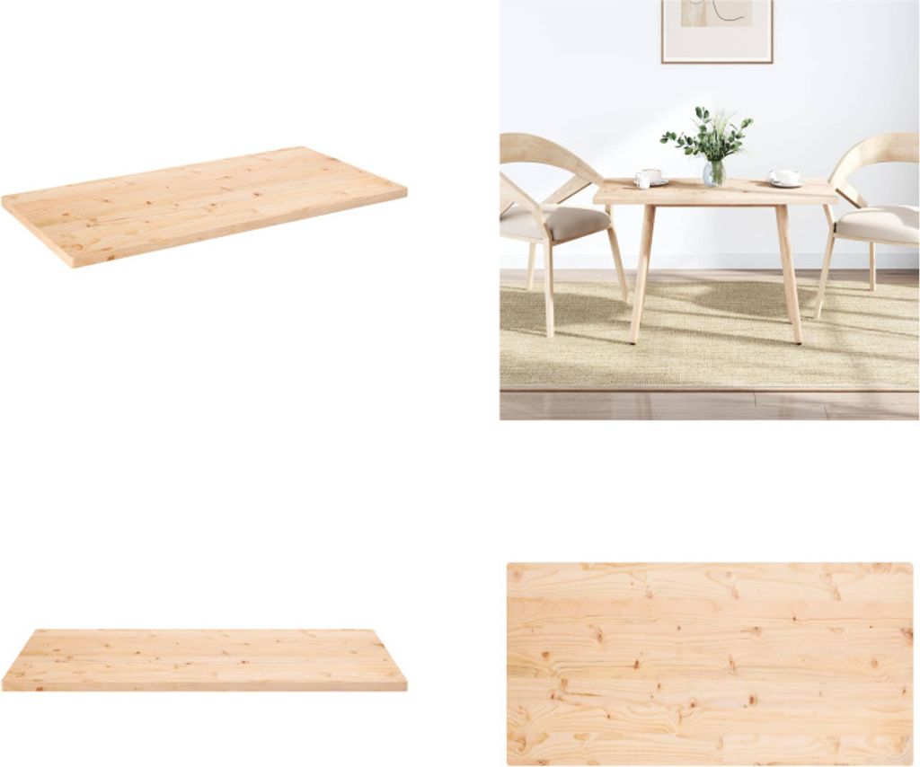 vidaXL Tischplatte 110x60x2,5 cm Massivholz Kiefer Produktbild 