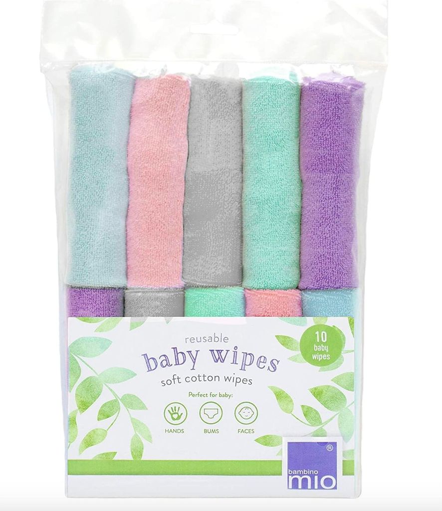 Bambino Mio, wiederverwendbare Baby-Feuchttücher - Basic - umweltfreundlich, frei von Chemikalien, doppelseitig, waschbar, 10er-Packung, Cloud - V...