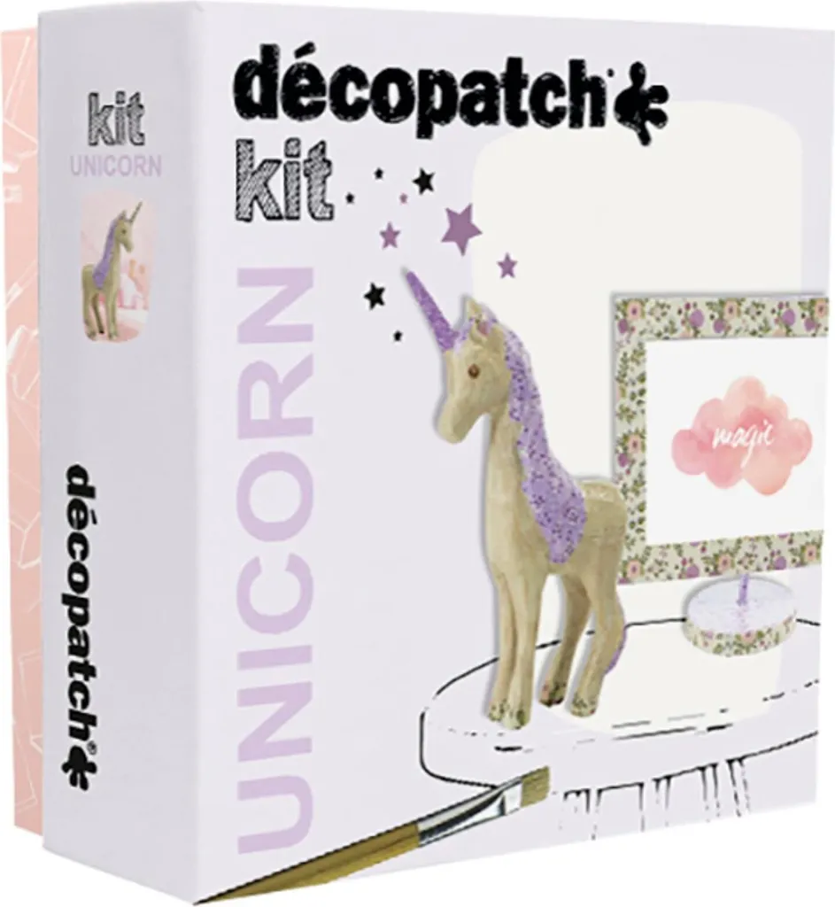 Set Fai-da-Te Unicorno in Cartapesta - Kit Decoupage Completo Bimbi