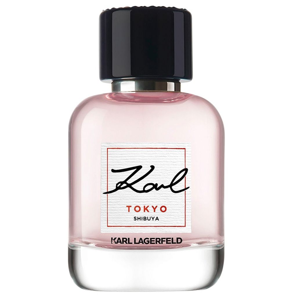 A bottle of Karl Lagerfeld Tokyo Shibuya Eau de Parfum for women.