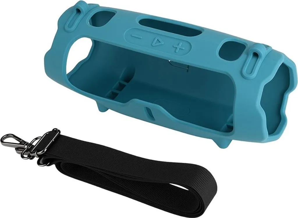 Custodia Silicone Blu per JBL Charge 6 con Tracolla | Protezione Shock