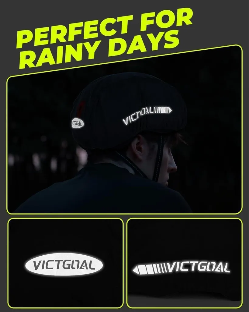 Couvre-Casque Imperméable Victgoal Noir avec Réflecteurs Haute Sécurité