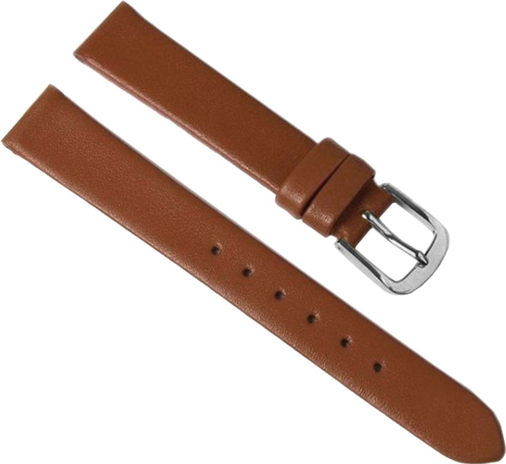 Eulit Dolly Uhrenarmband Kalbleder braun seidenmatt rembordiert, Stegbreite:10mm, Schließe:Silbern