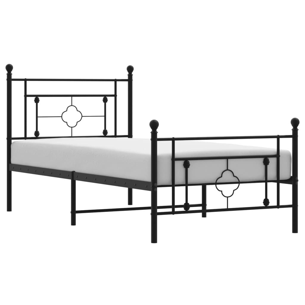 vidaXL Bettgestell mit Kopf- und Fußteil Metall Schwarz 90x190 cm