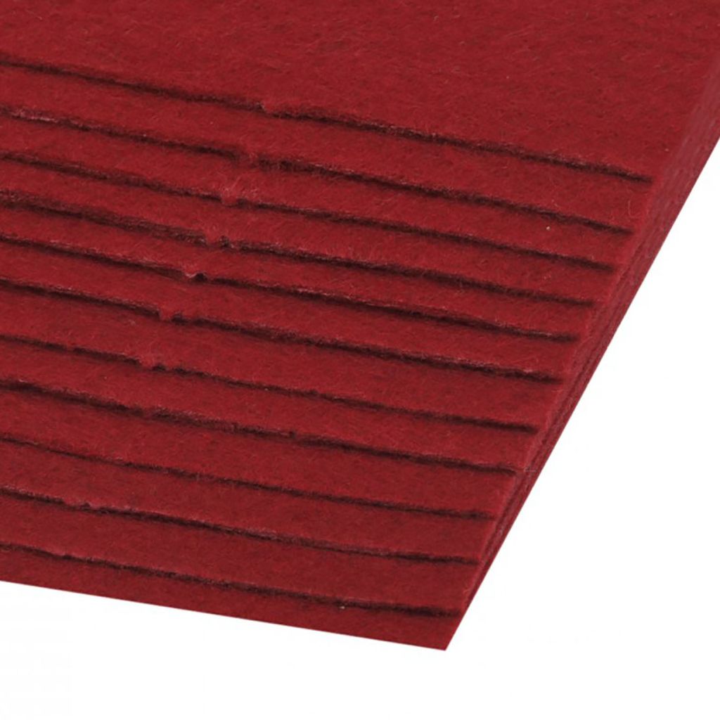 Bastelfilz 1 Bogen 20x30cm, 1,5-2mm stark, 300g/m² feste Qualität, 20 Farben, Farbe:bordeaux