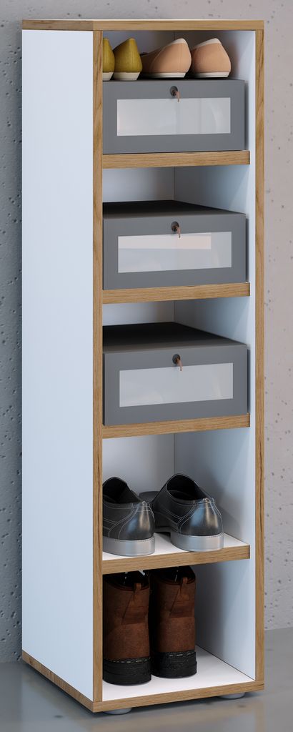 VCM Holz Schuhregal | Maße ca. H. 110 x B. 30 x T. 33 cm | Schuhkommode mit 5 Fächer | Schuhschrank - Salia 5fach B. 30 cm