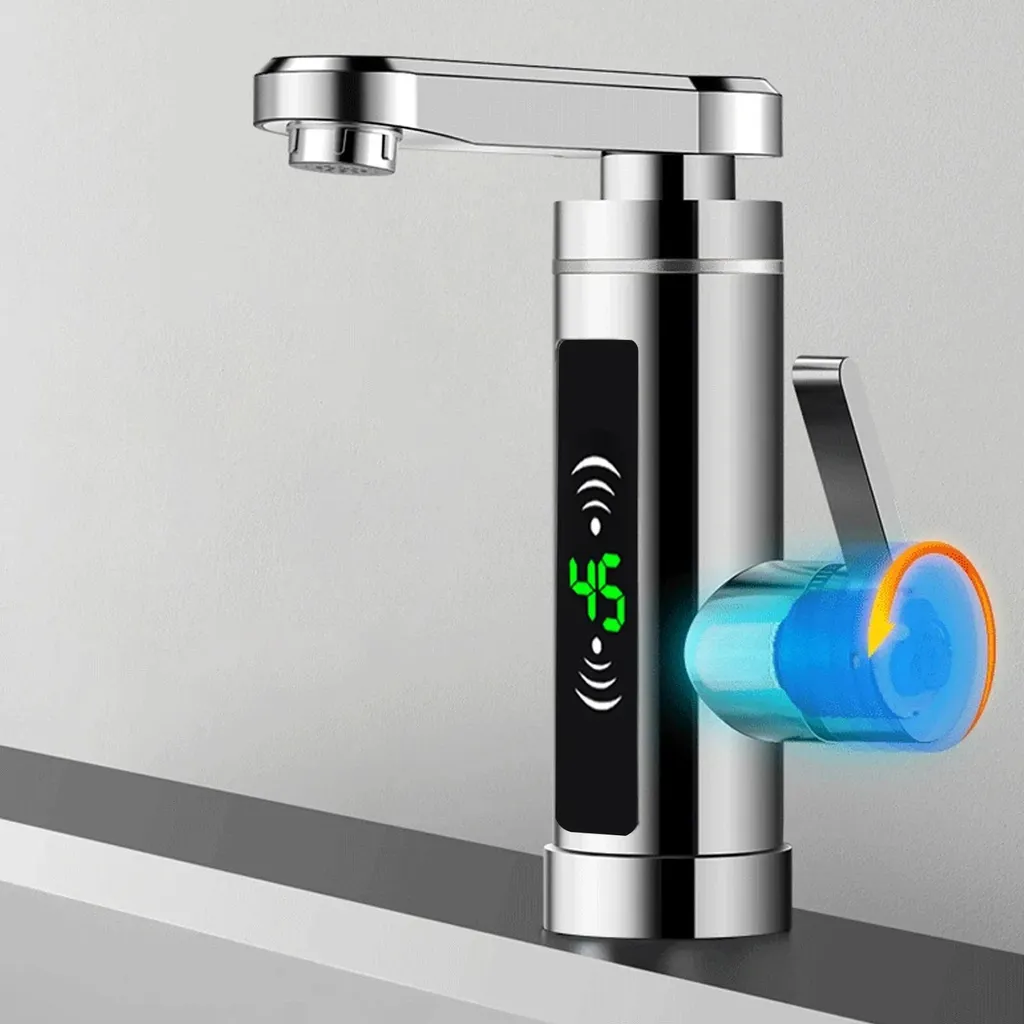 Eau chaude immédiate avec ce robinet électrique argenté haute efficacité