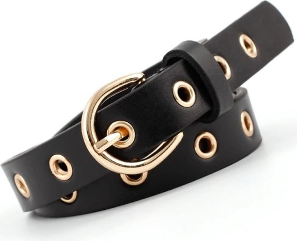 Damen Gürtel Hollow Schwarz - Stylischer Kunstledergürtel für jedes Outfit KP8295