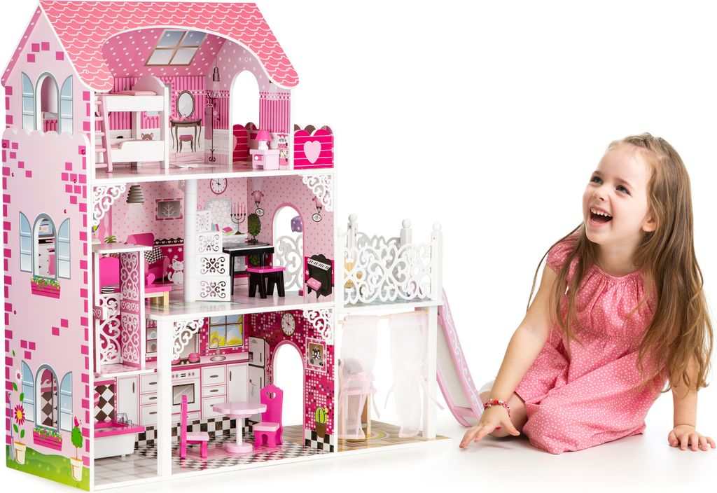 Puppenhaus aus Holz mit Lift xxl Rutsche ECOTOYS Produktbild 