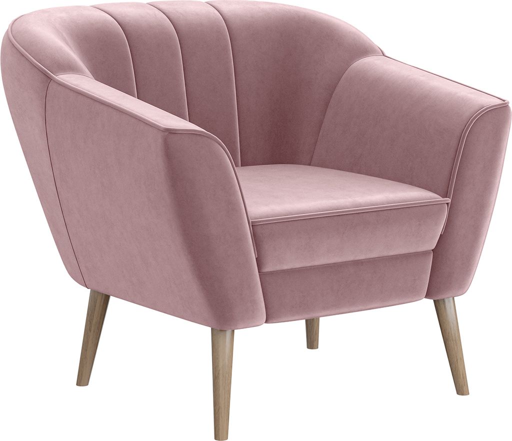 MEBLINI Sofa Sessel für Wohnzimmer - Mini Lounge für eine Person - Loungesessel - Armlehnstuhl - Armchair - KAIA - 1 - Rosa Samt