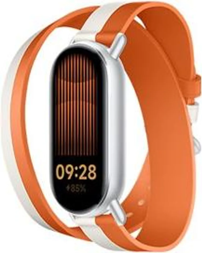 Bracelet de montre Xiaomi bicolore blanc orange ajustable en cuir véritable
