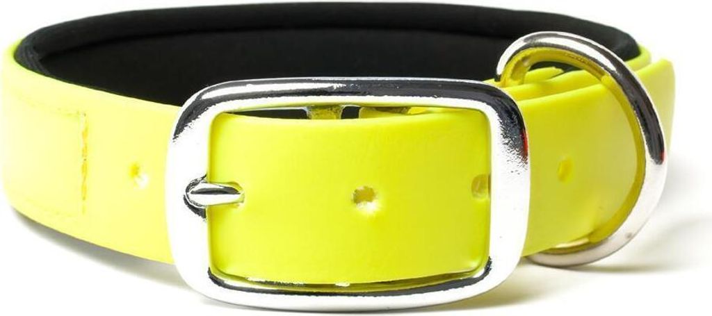 Mystique Biothane Halsband Deluxe Neopren 25mm beta neon gelb 55-63cm