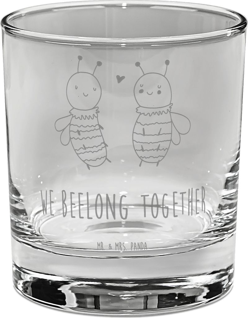 Mr. & Mrs. Panda Tumbler Biene Verliebt - Transparent - Geschenk, Glas für Gin, Longdrinkglas, Hummel, gravur