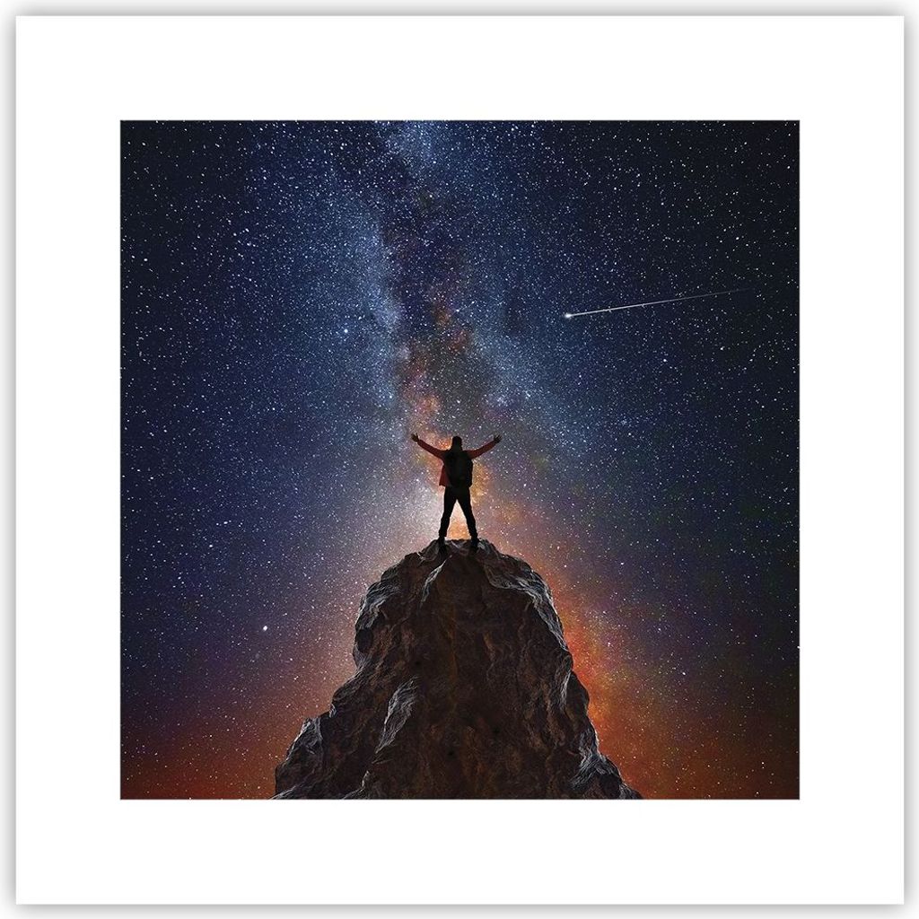 Poster - Poster ohne Rahmen - Kosmos Maßstab Mensch - 30x30 cm - Wand Bild - Wanddeko - Wandbilder - Kunstposter - Wandposter - Bilder - Kunstdruc...