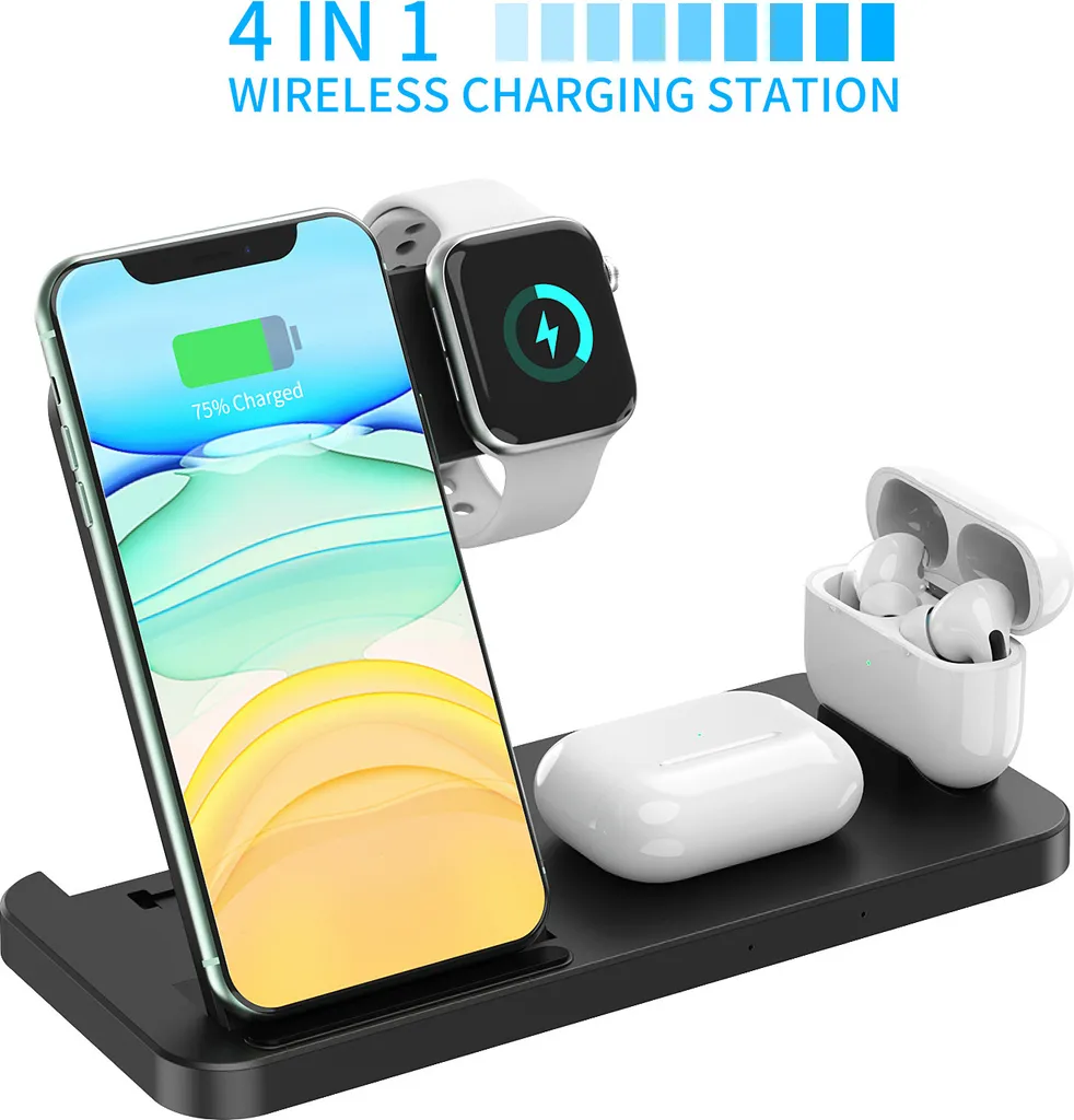 Station de charge rapide 4 en 1 compacte avec support noir - 4