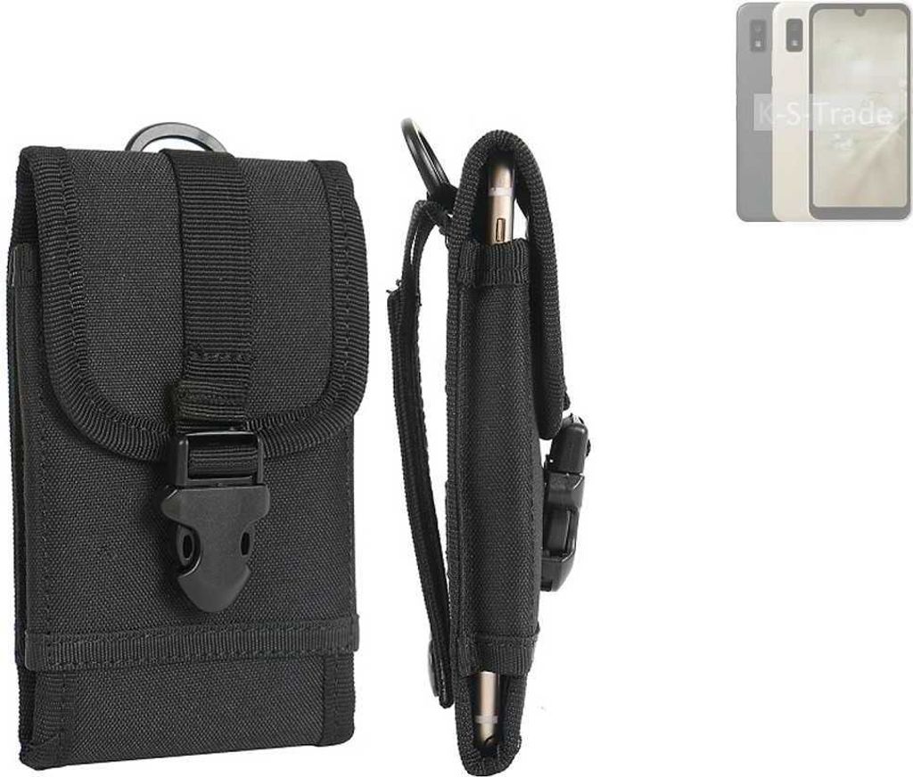 K-S-Trade Holster Handy Hülle kompatibel mit Sharp Aquos Wish3 Holster Handytasche Gürtel Tasche Schutz Hülle Robust Outdoor schwarz