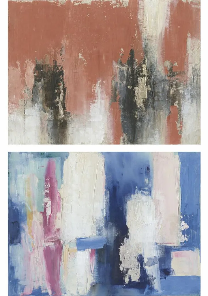 Comment Décorer un Grand Mur ? Peinture Abstraite 120x90 cm (2 Tableaux)
