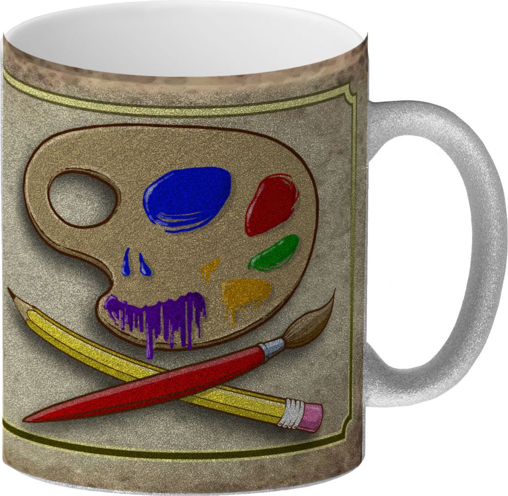 Glitzer-Kaffeebecher mit Motiv und Spruch - Kunst kommt von Können nicht von